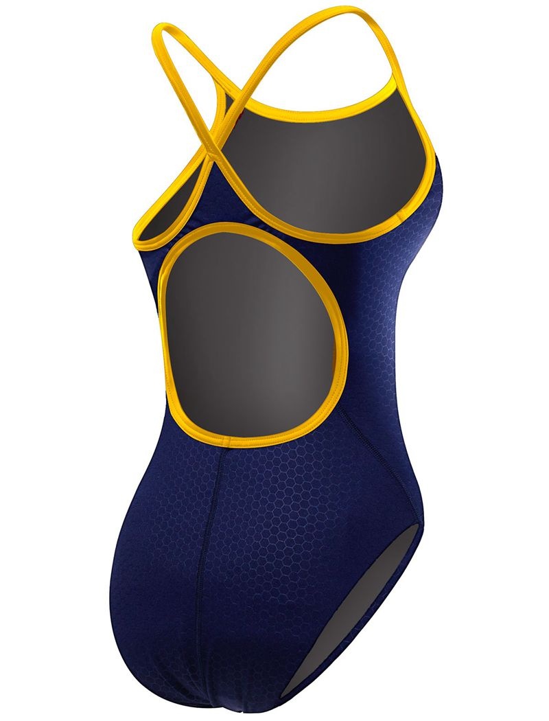 Maillot de Bain Tyr Durafast Elite? Diamondfit Hexa Femme Bleu Marine Jaune | 15284161XNA