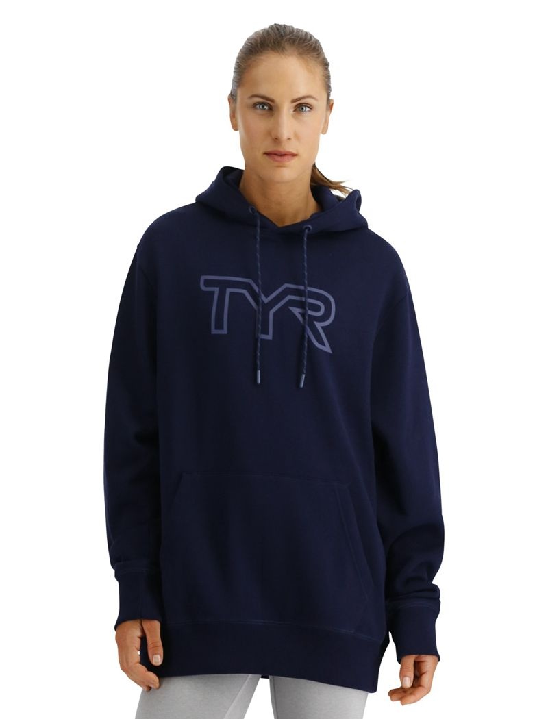 Sweat a Capuche Tyr Ultrasoft Big Logo Tech Femme Bleu Marine | 31726621ZJX