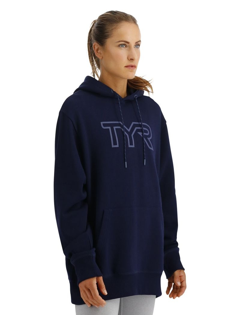 Sweat a Capuche Tyr Ultrasoft Big Logo Tech Femme Bleu Marine | 31726621ZJX