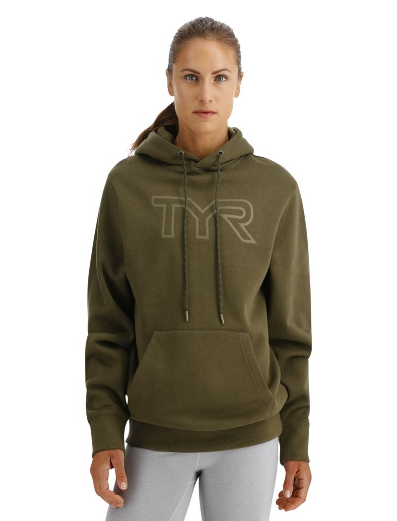 Sweat a Capuche Tyr Ultrasoft Big Logo Tech Femme Vert Olive | 09554530HQC