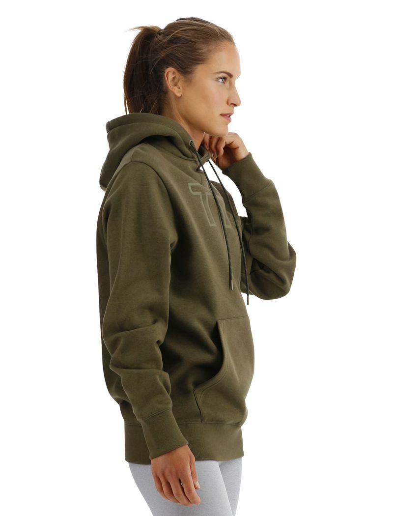 Sweat a Capuche Tyr Ultrasoft Big Logo Tech Femme Vert Olive | 09554530HQC