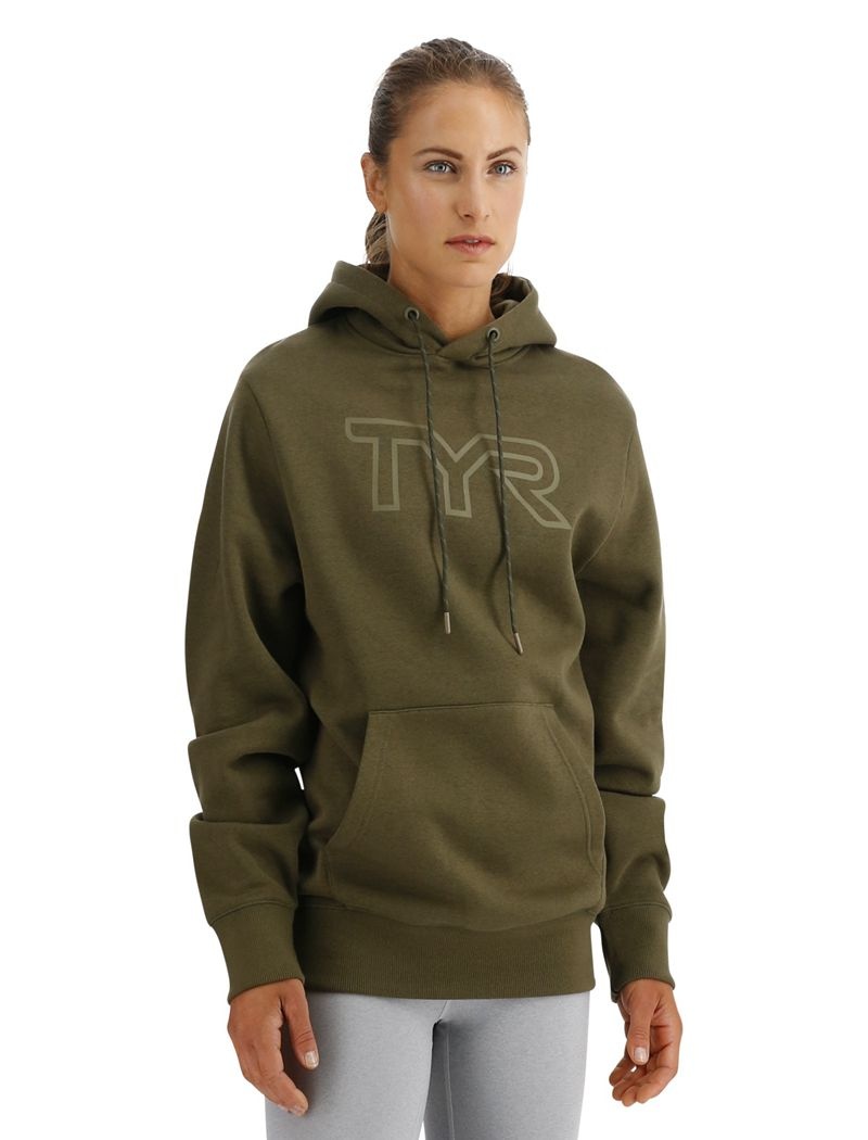 Sweat a Capuche Tyr Ultrasoft Big Logo Tech Femme Vert Olive | 09554530HQC