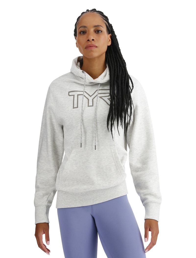 Sweat a Capuche Tyr Ultrasoft Big Logo Tech Femme Grise Clair | 22232667WJG