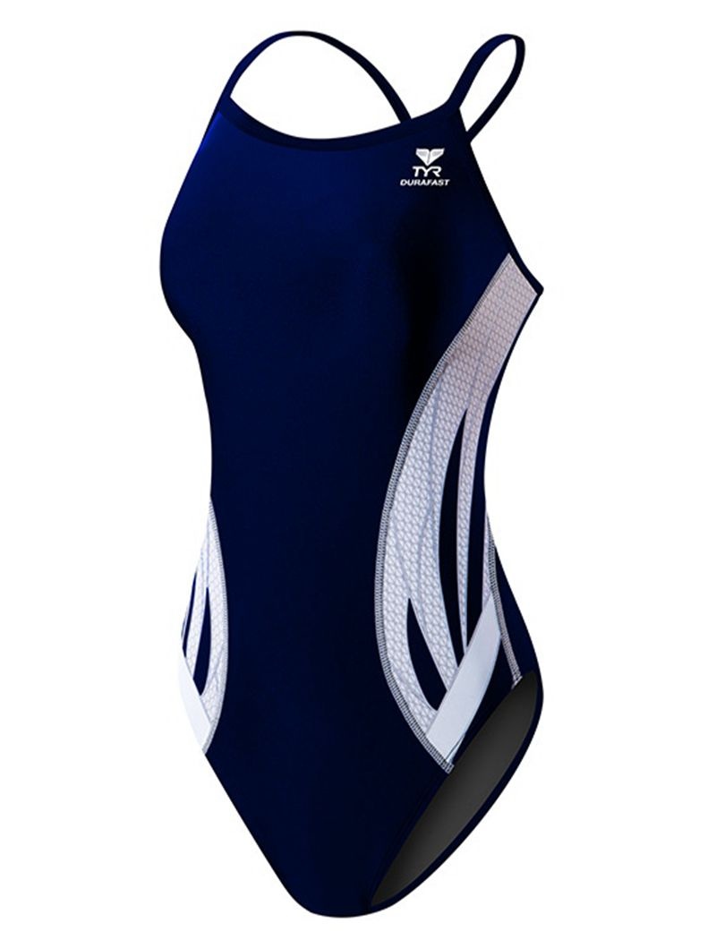 Maillot de Bain Tyr Durafast Elite? Diamondfit Phoenix Femme Bleu Marine Blanche | 49798156FJM