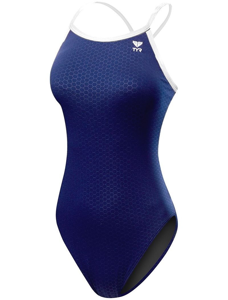 Maillot de Bain Tyr Durafast Elite? Diamondfit Hexa Femme Bleu Marine Blanche | 39547029UNO