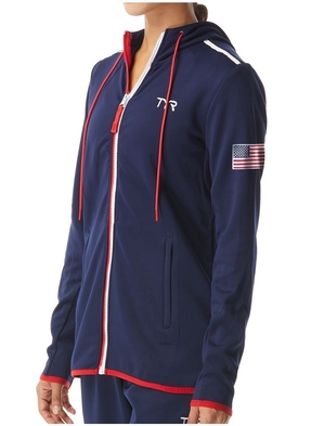 Sweat a Capuche Tyr Alliance Podium Full Zip - Usa Femme Bleu Rouge Blanche | 29493396AHK