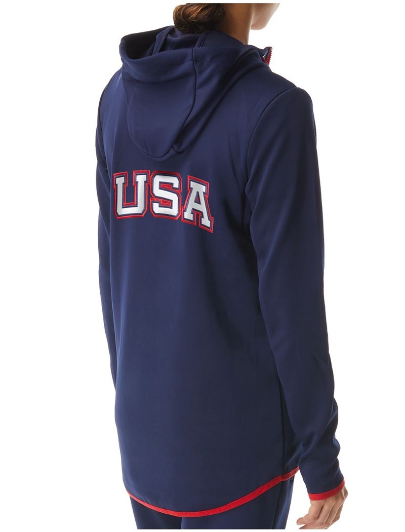 Sweat a Capuche Tyr Alliance Podium Full Zip - Usa Femme Bleu Rouge Blanche | 29493396AHK