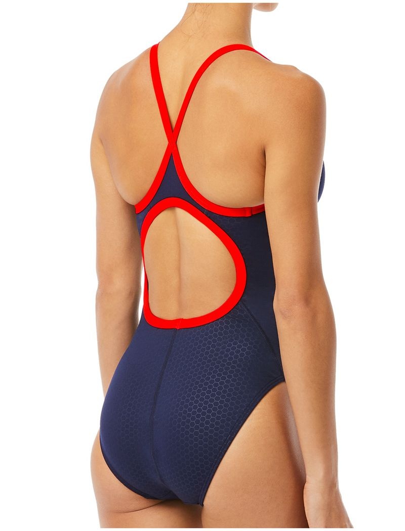 Maillot de Bain Tyr Durafast Elite? Diamondfit Hexa Femme Bleu Marine Rouge | 88947629YII