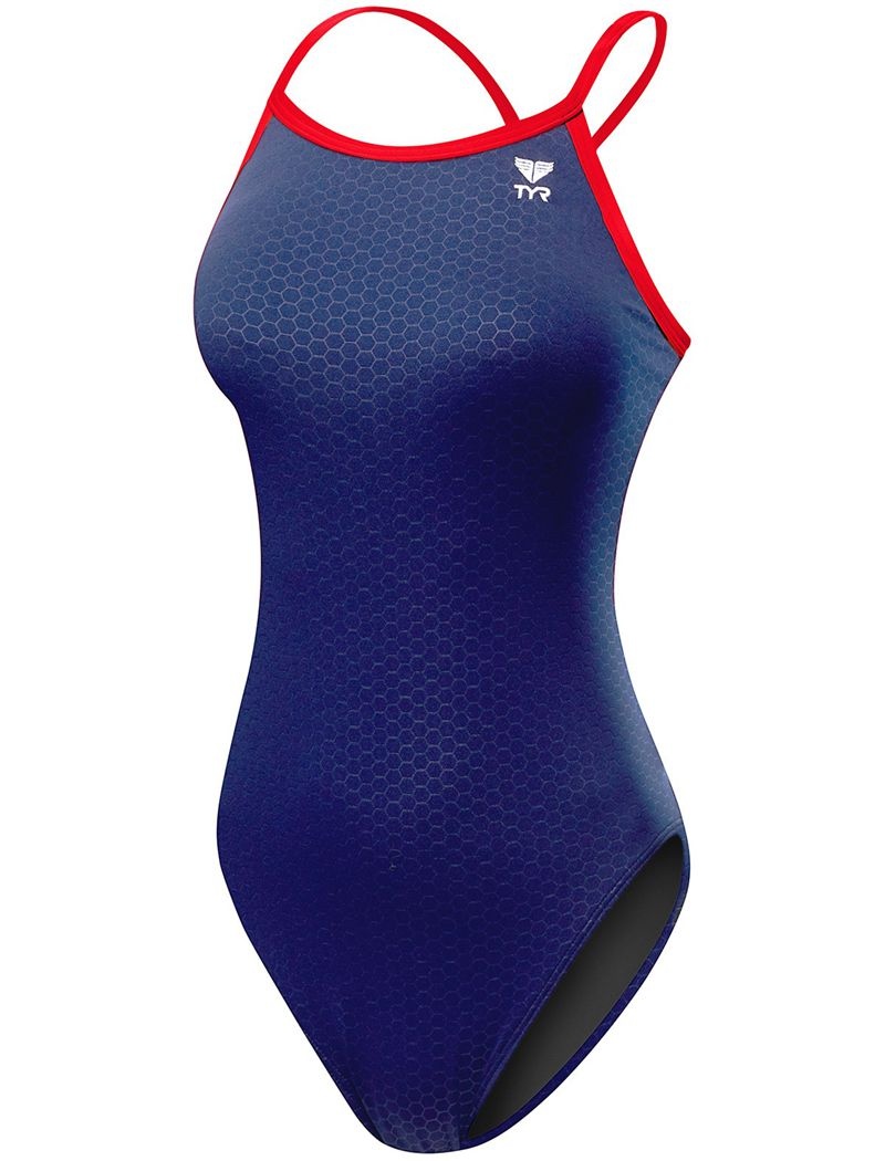 Maillot de Bain Tyr Durafast Elite? Diamondfit Hexa Femme Bleu Marine Rouge | 88947629YII