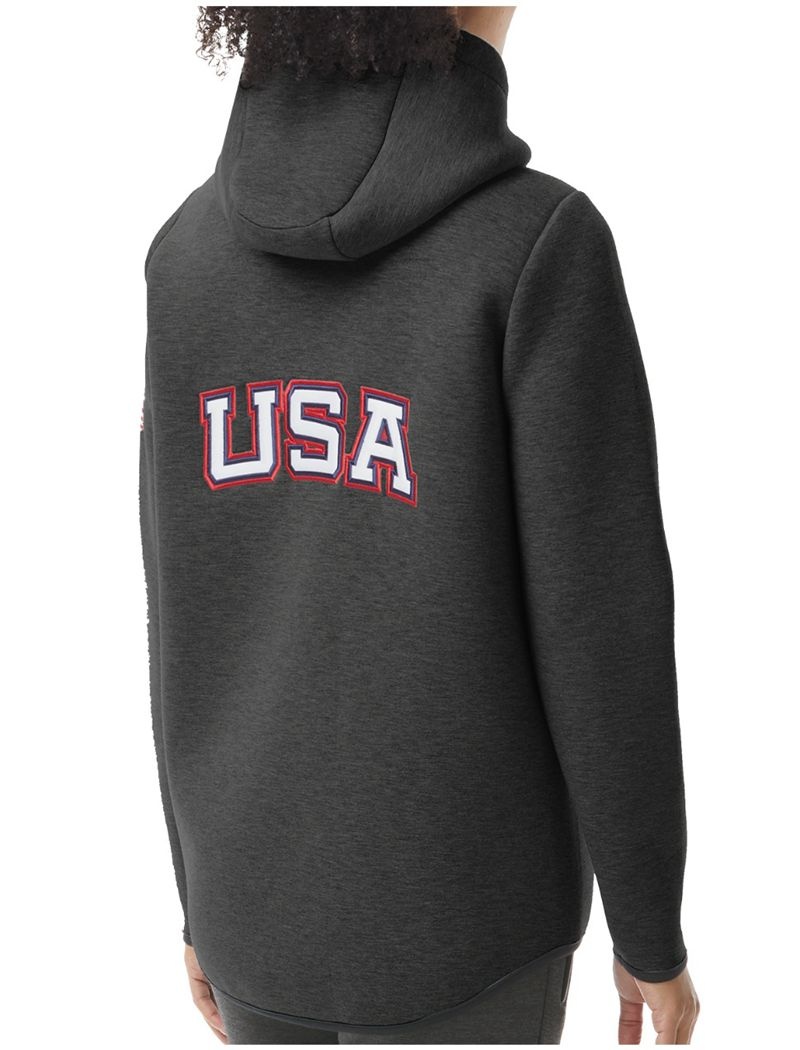 Sweat a Capuche Tyr Elite Team Full Zip - Usa Femme Grise Foncé | 81070990KER