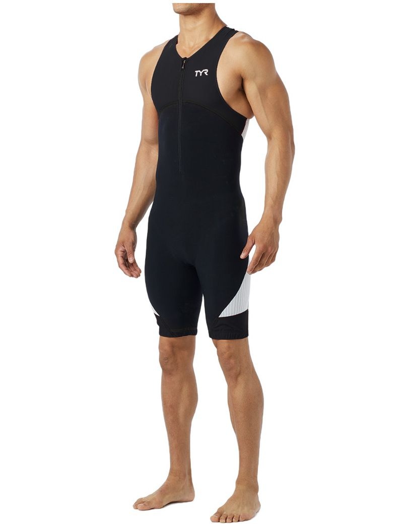 Maillot de Bain Tyr Rembourré Front-zip Tri Carbon Homme Noir | 30539893TQA