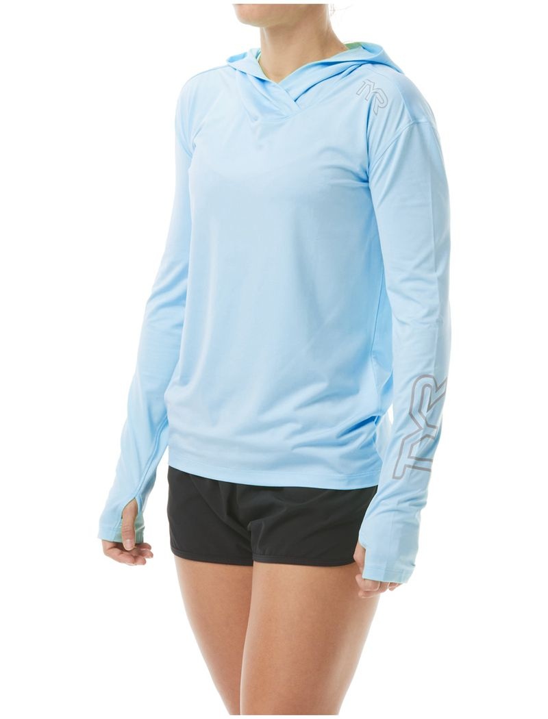 Sweat a Capuche Tyr Sundefense Femme Bleu Clair | 83002438HOQ