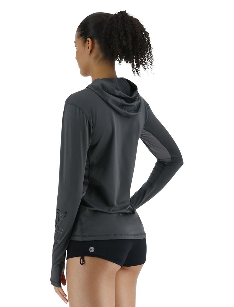 Sweat a Capuche Tyr Sundefense? Vented Femme Grise Foncé | 86974988VYX