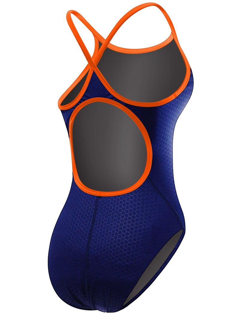 Maillot de Bain Tyr Durafast Elite? Diamondfit Hexa Femme Bleu Marine Orange | 00378764YXP