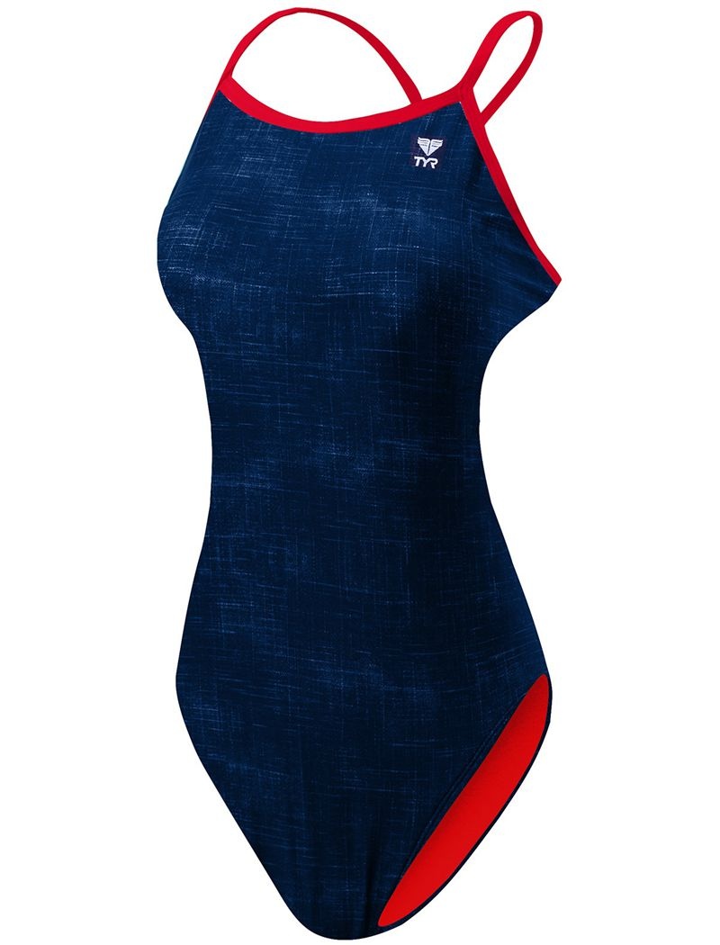 Maillot de Bain Tyr Durafast One? Diamondfit Sandblasted Femme Bleu Marine | 62552168WVZ