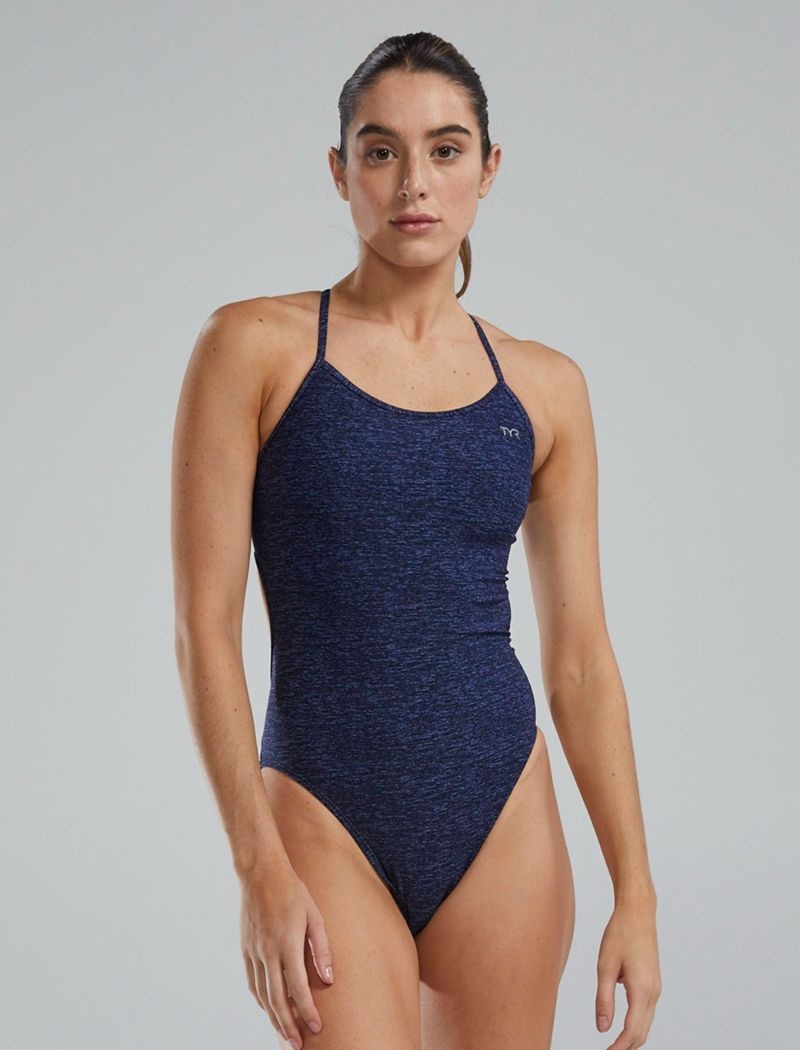 Maillot de Bain Tyr Durafast Elite? Trinityfit Lapped Femme Bleu Marine | 26489920MNK