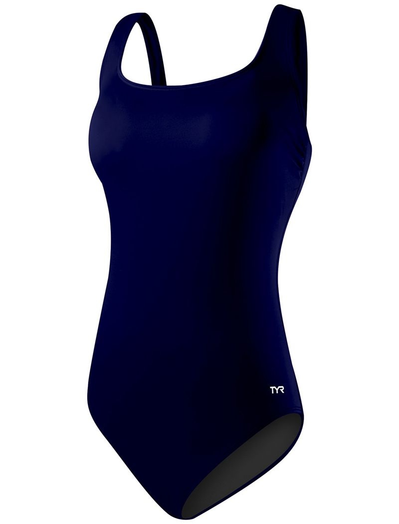 Maillot de Bain Tyr Durafast Elite? Scoop Neck Controlfit Femme Bleu Marine | 06613796BAP