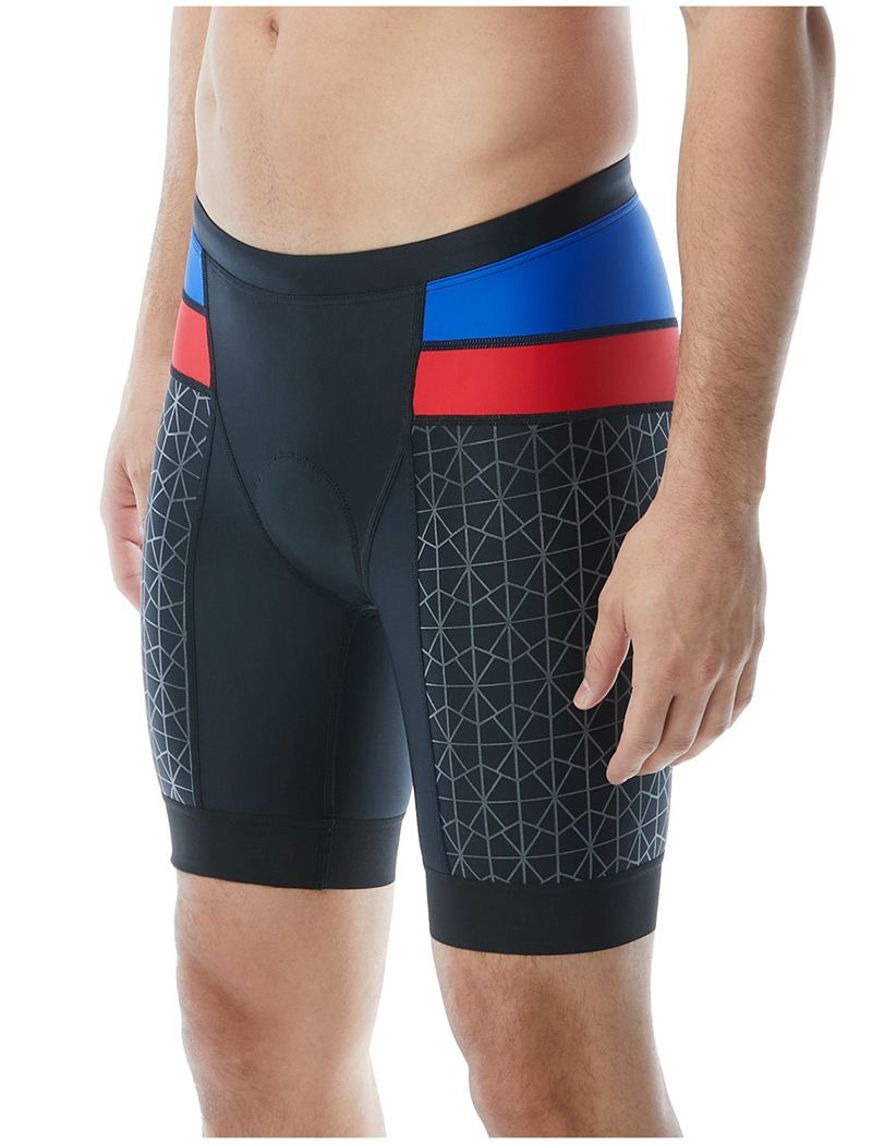 Short Tyr Tri 7 Homme Noir Bleu Rouge | 92873905OQJ