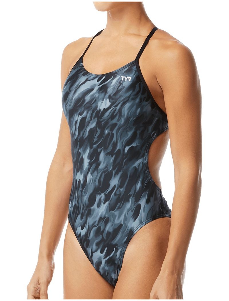 Maillot de Bain Tyr Durafast Elite? Cutout Draco Femme Grise Noir | 26607529ZUB