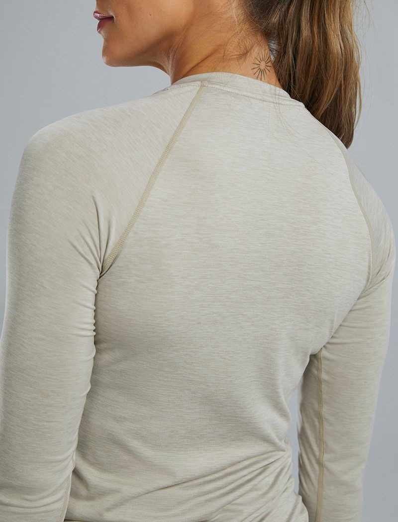 T-Shirt Tyr Climadry? Raglan Long Sleeve Femme Taupe | 78120842ZBD