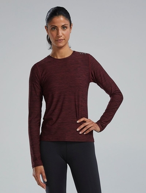 T-Shirt Tyr Airtec? Long Sleeve Femme Bordeaux Foncé | 87326826IZJ