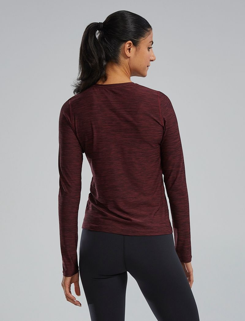 T-Shirt Tyr Airtec? Long Sleeve Femme Bordeaux Foncé | 87326826IZJ