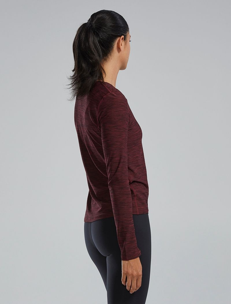 T-Shirt Tyr Airtec? Long Sleeve Femme Bordeaux Foncé | 87326826IZJ