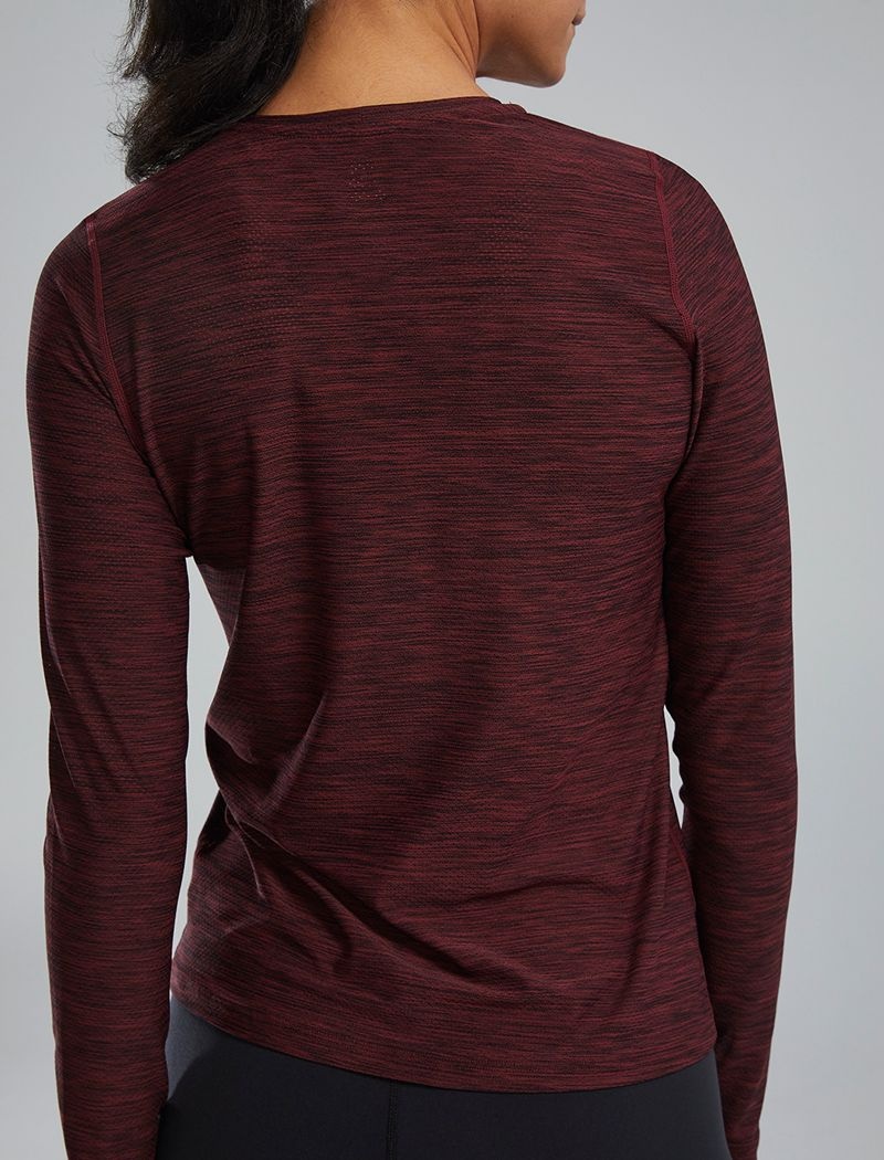 T-Shirt Tyr Airtec? Long Sleeve Femme Bordeaux Foncé | 87326826IZJ