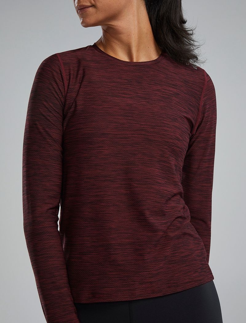 T-Shirt Tyr Airtec? Long Sleeve Femme Bordeaux Foncé | 87326826IZJ