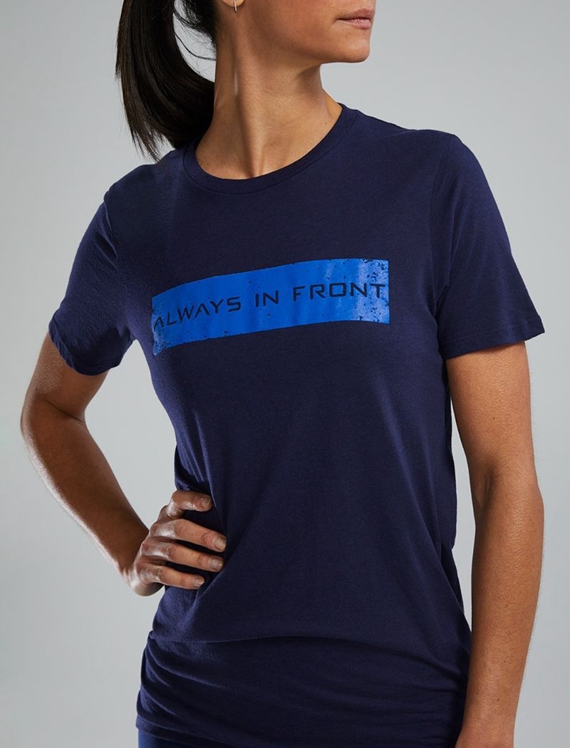 T-Shirt Tyr Ultrasoft? Corta Sleeve Graphique Distressed Always In Front Femme Bleu Marine | 88810879RIF