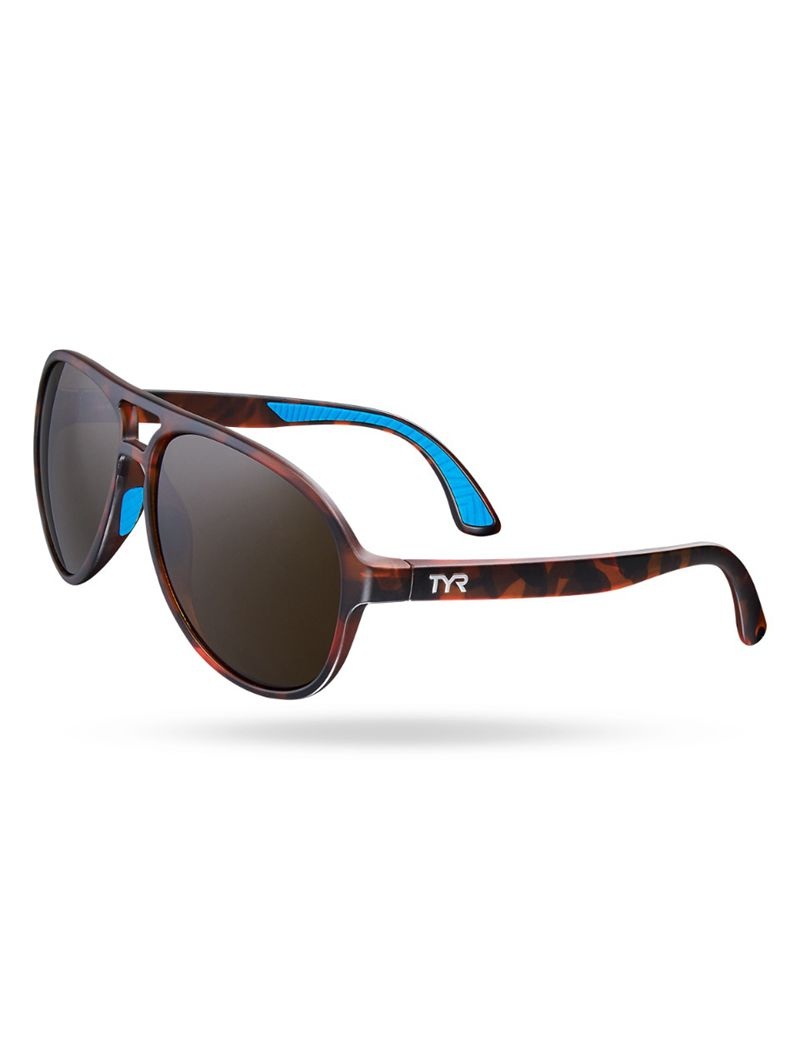 Lunette de Soleil Tyr Goldenwest Xl Aviator Hts Polarized Femme Marron | 14020289EWN