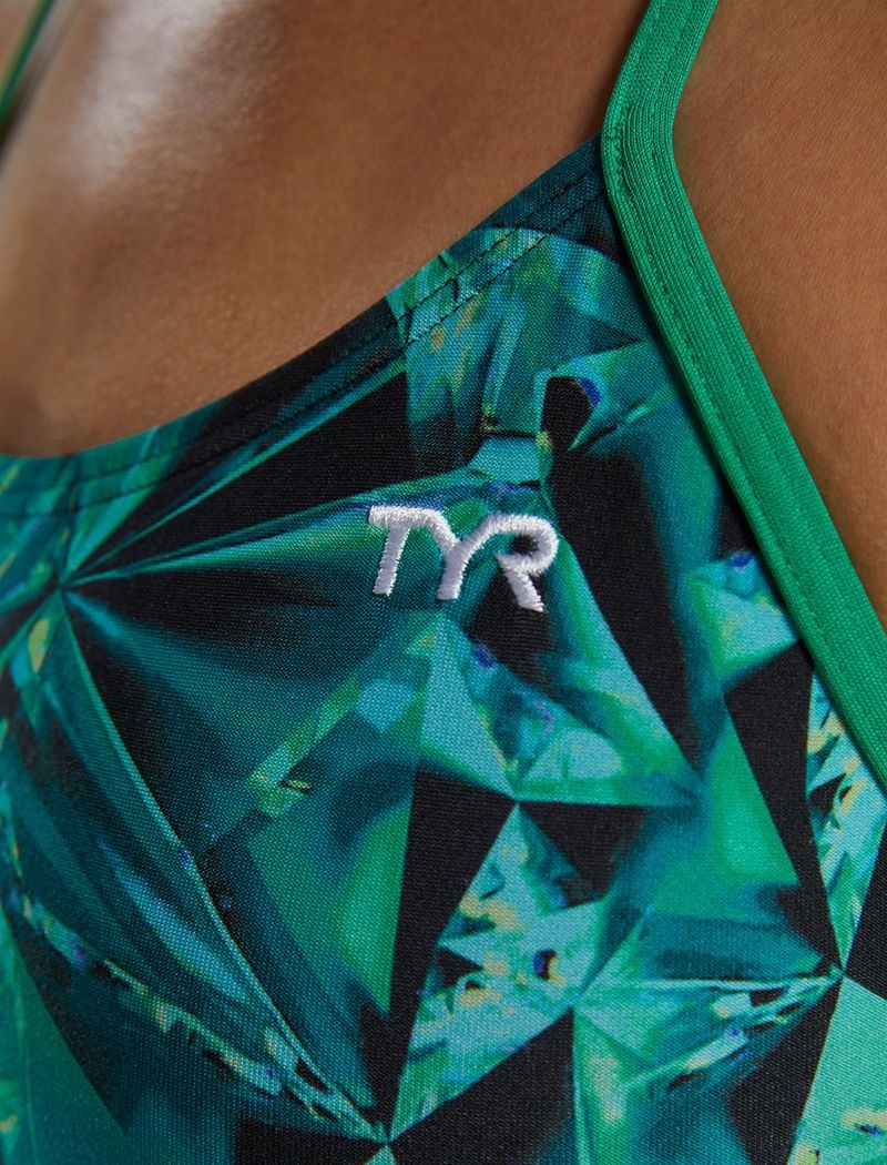 Maillot de Bain Tyr Durafast Elite? Cutoutfit Crystalized Femme Vert | 08256948NBZ