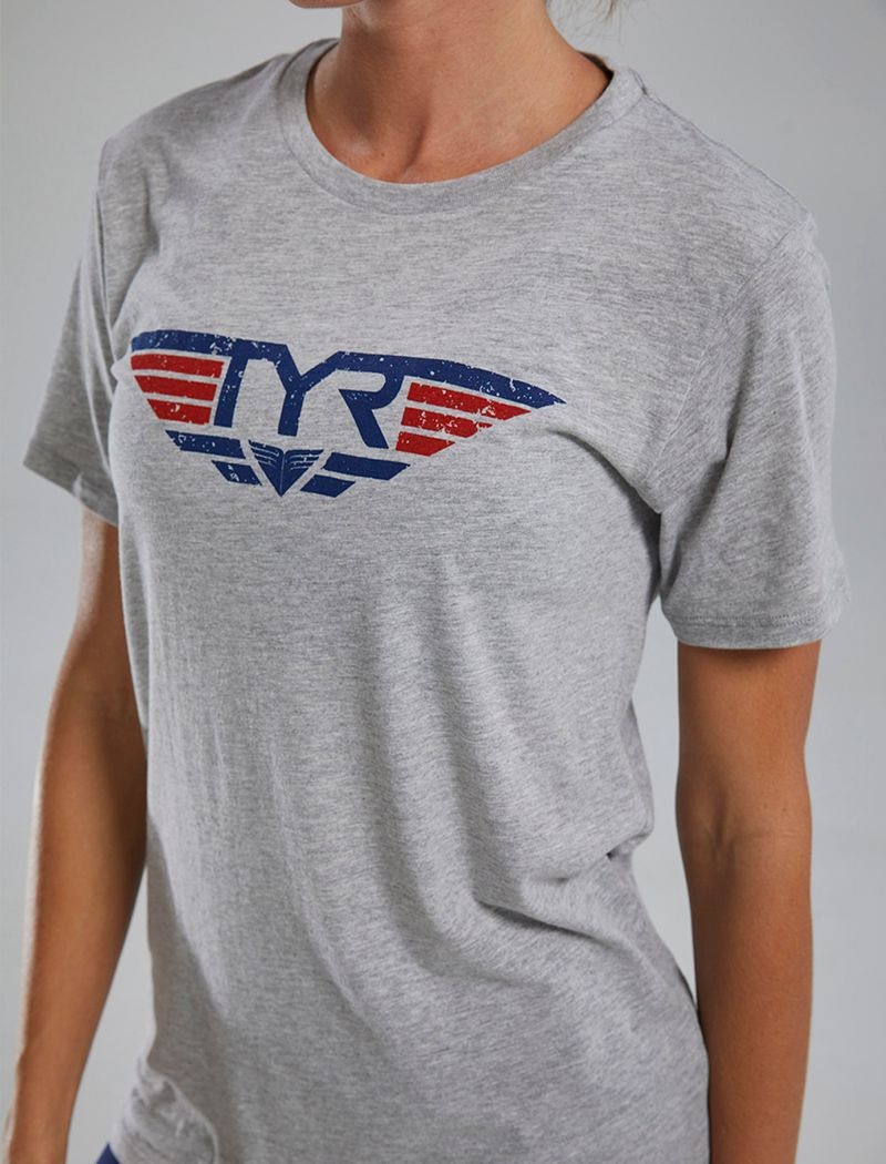 T-Shirt Tyr Ultrasoft? Corta Sleeve Graphique Take Flight Femme Grise | 89108555IBN