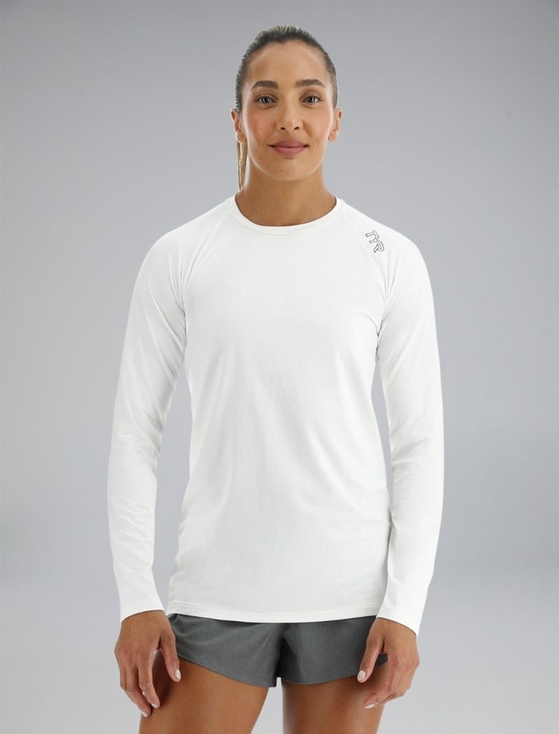 T-Shirt Tyr Climadry? Raglan Long Sleeve Femme Blanche | 27285105DSY