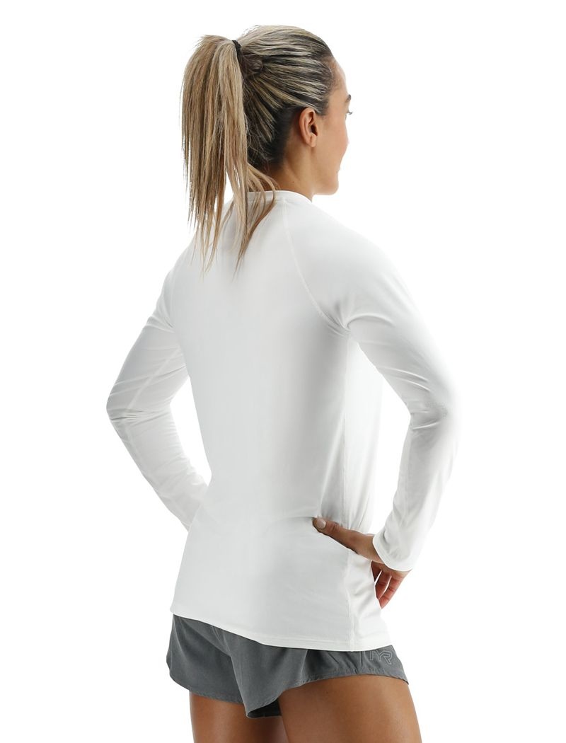 T-Shirt Tyr Climadry? Raglan Long Sleeve Femme Blanche | 27285105DSY