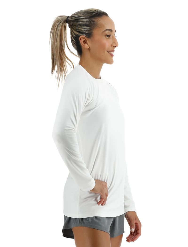 T-Shirt Tyr Climadry? Raglan Long Sleeve Femme Blanche | 27285105DSY