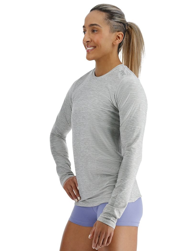 T-Shirt Tyr Airtec? Long Sleeve Femme Grise | 64309735DJI