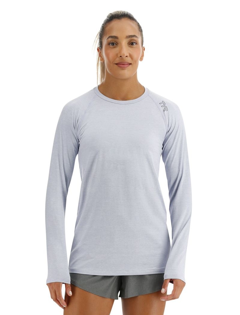 T-Shirt Tyr Climadry? Raglan Long Sleeve Femme Bleu Clair | 81020116MHA