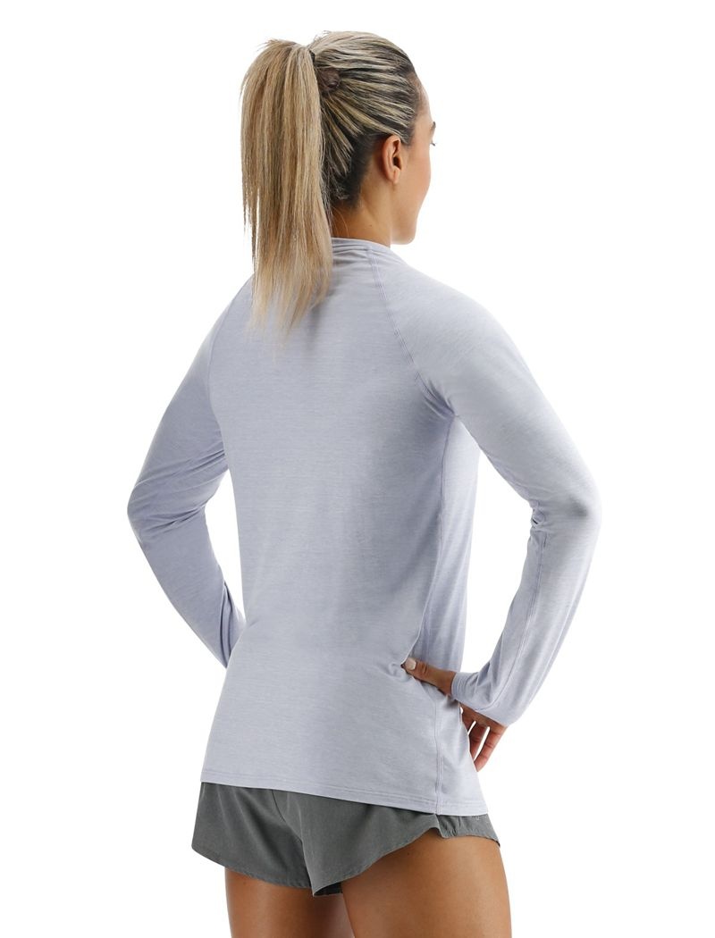 T-Shirt Tyr Climadry? Raglan Long Sleeve Femme Bleu Clair | 81020116MHA