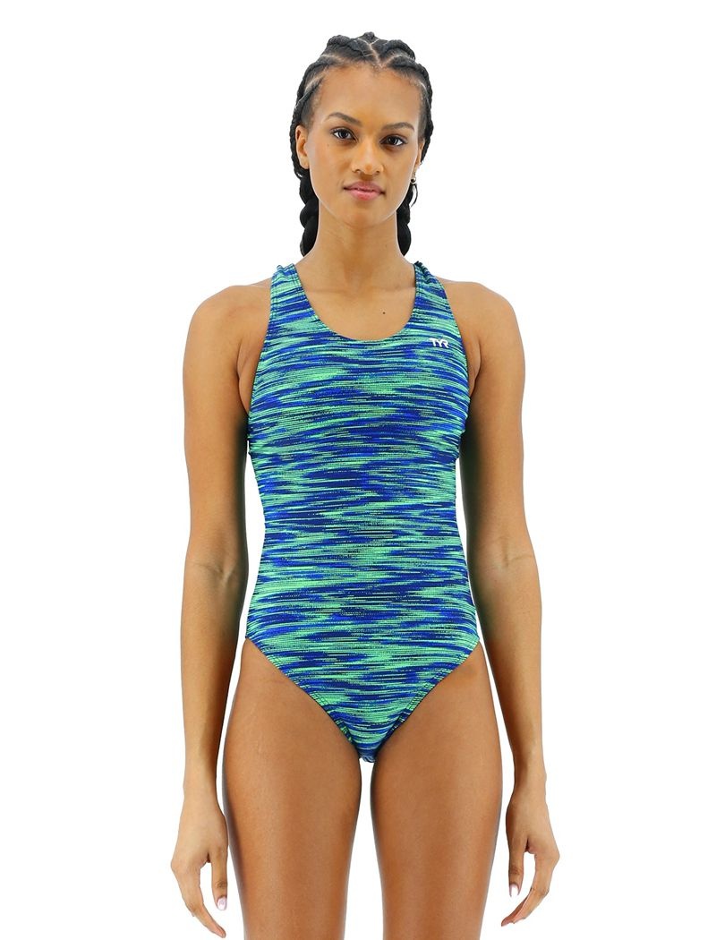 Maillot de Bain Tyr Durafast Elite? Maxfit Fizzy Femme Bleu Vert | 33922544JJJ