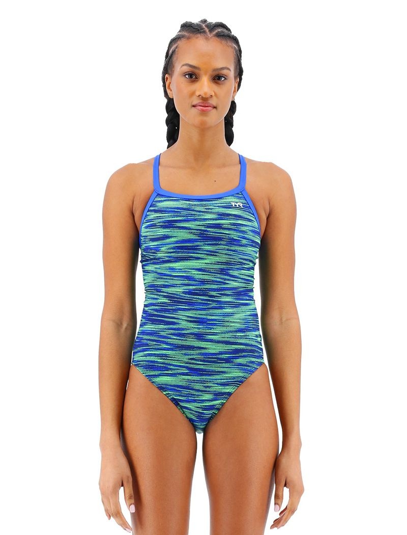 Maillot de Bain Tyr Durafast Elite? Diamondfit Fizzy Femme Bleu Vert | 42894544LLR