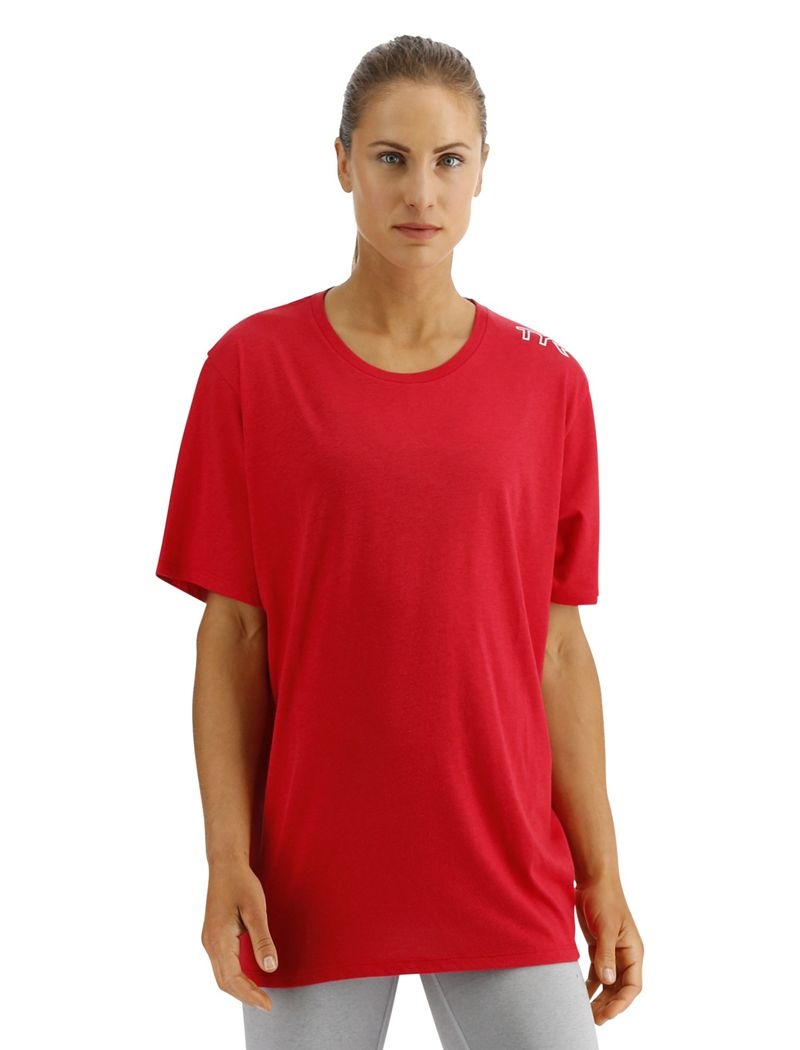 T-Shirt Tyr Ultrasoft Legere Tech Femme Rouge | 21800514JFC