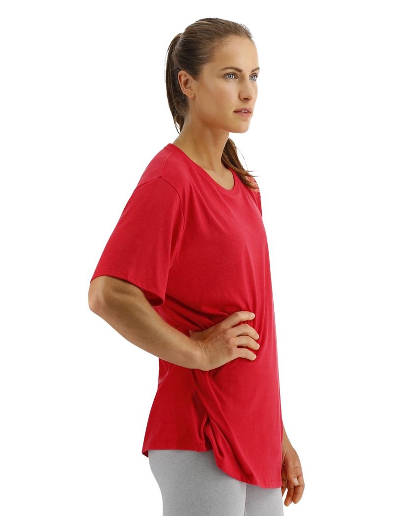 T-Shirt Tyr Ultrasoft Legere Tech Femme Rouge | 21800514JFC