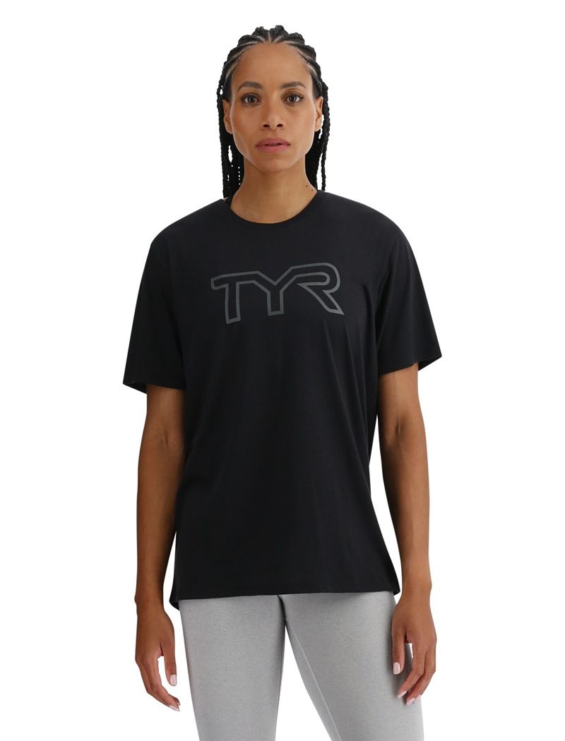 T-Shirt Tyr Ultrasoft Big Logo Tri-blend Tech Femme Noir | 10398379MQZ