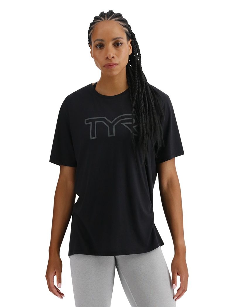 T-Shirt Tyr Ultrasoft Big Logo Tri-blend Tech Femme Noir | 10398379MQZ