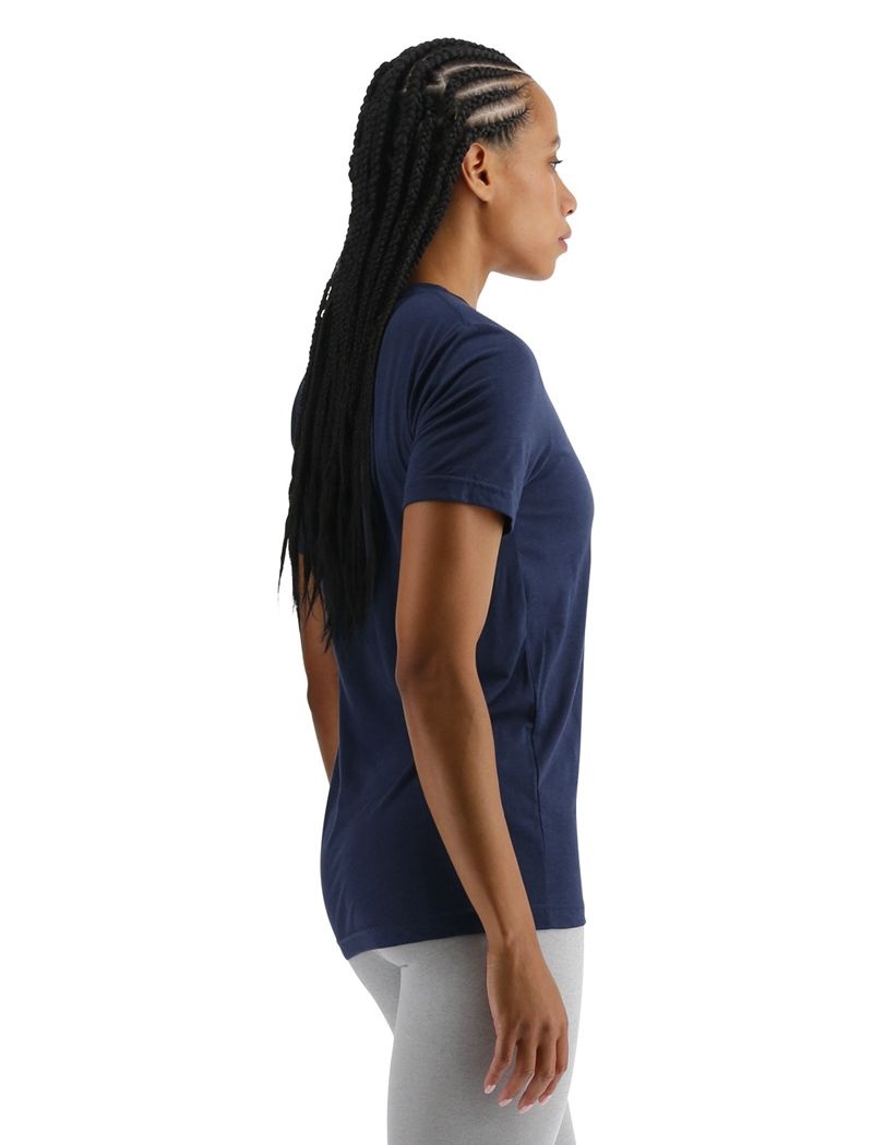 T-Shirt Tyr Ultrasoft Big Logo Tri-blend Tech Femme Bleu Marine | 13794306NZO