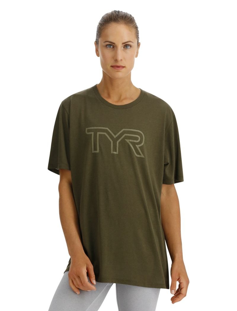 T-Shirt Tyr Ultrasoft Big Logo Tri-blend Tech Femme Vert Olive | 36278557GAV