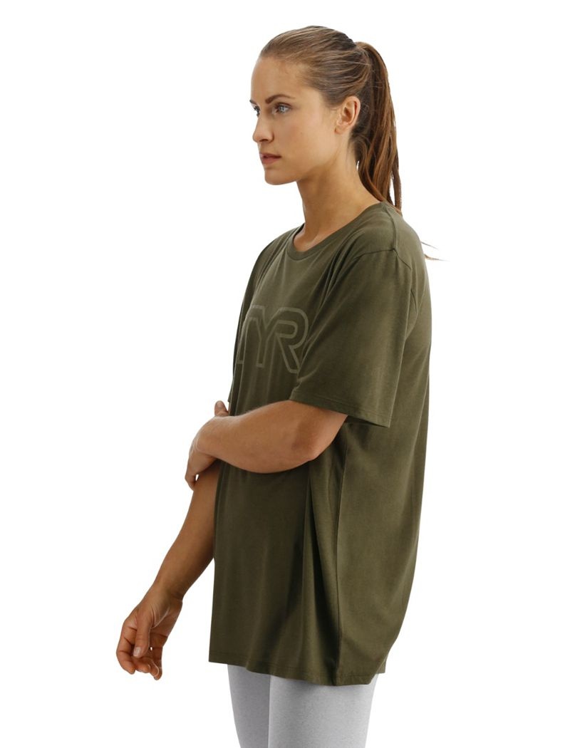 T-Shirt Tyr Ultrasoft Big Logo Tri-blend Tech Femme Vert Olive | 36278557GAV