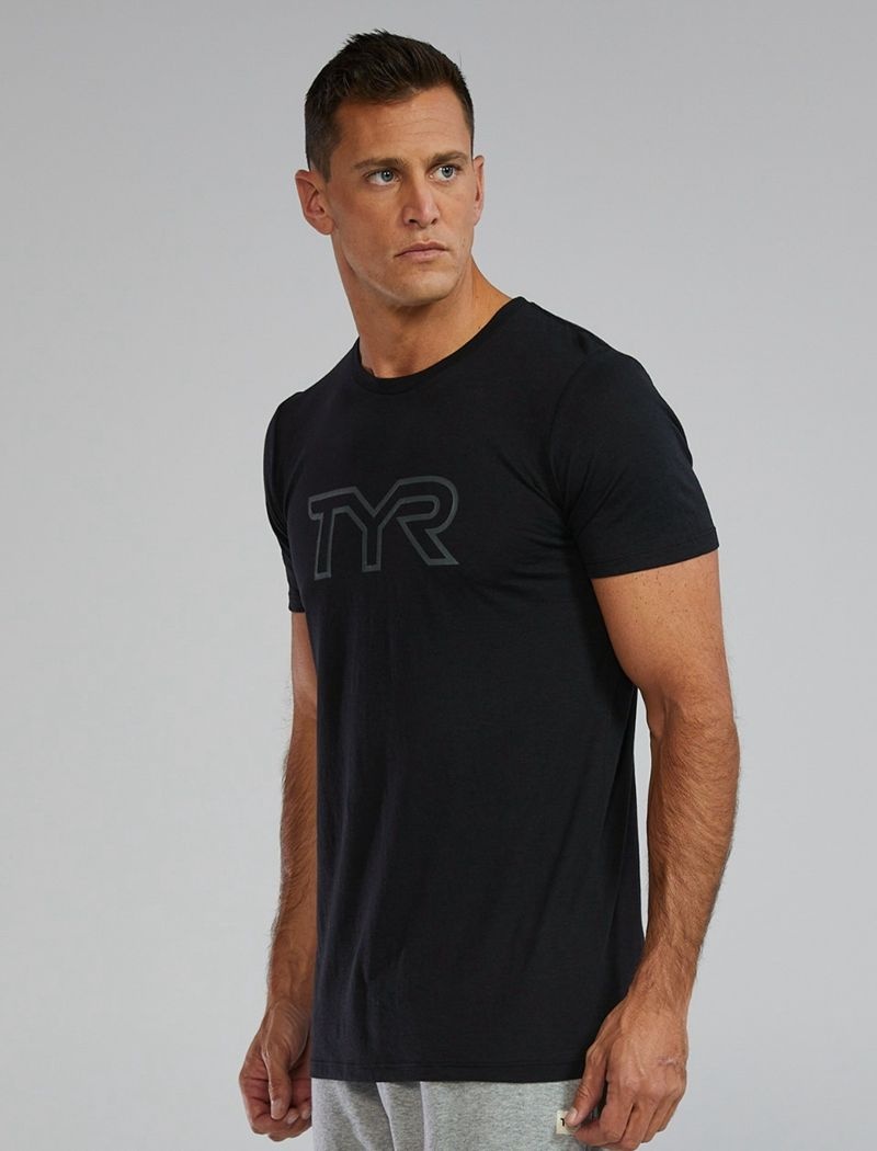 T-Shirt Tyr Ultrasoft Legere Tri Blend Tech Homme Noir | 84130726BLB