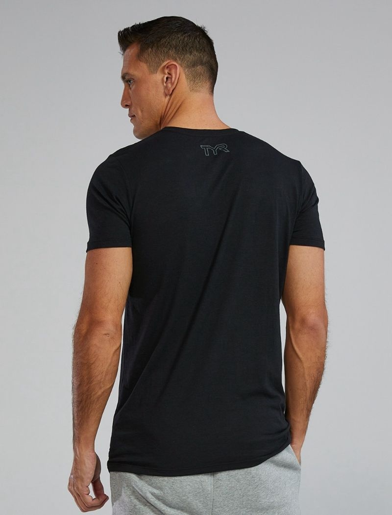 T-Shirt Tyr Ultrasoft Legere Tri Blend Tech Homme Noir | 84130726BLB